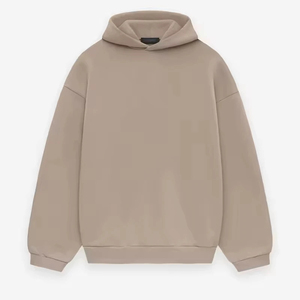 Sweat-shirt à capuche thermique doublé surdimensionné pour homme, en tricot gaufré au crochet avec motif lettres, en laine peignée, collection automne, personnalisé, vente en gros - Product Image 5
