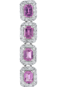 Pendientes de diamantes y zafiro rosa en plata de ley 92,5 KLST-30760 - Product Image 2