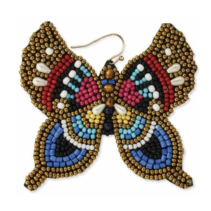 Pendientes Artesanales Clásicos Étnicos de Algodón Ligero con Bordado de Cuentas en Forma de Mariposa y Cristales, Accesorios de Moda - Product Image 2