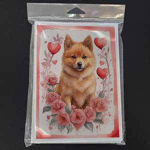 Finnish Spitz Valentine Roses Whimsical A7 Blank <b>Greeting</b> <b>Cards</b> Pack of 8 with Envelopes 5x7 <b>Note</b> Size - Product Image 3