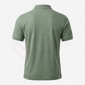Polo en piqué de coton vert à manches courtes pour homme, décontracté, respirant, coupe classique, design tricoté uni - Product Image 2