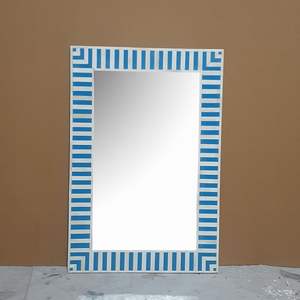 Artisan <b>Crafted</b> Bone Inlay Resin Mirror Frame Featuring Hand Detailed Floral Patterns For Luxury Home Wall Decor Styling - Product Image 1