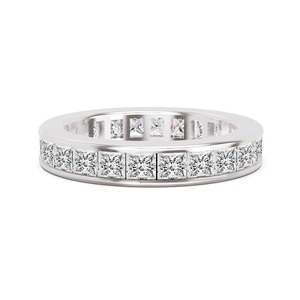 Anillo de Oro Sólido de 14k/18k de Nuevo Diseño al por Mayor, Anillo de Eternidad con Diamantes de Laboratorio Princesa Engastados en Canal, Certificado IGI, Anillo Encantador para Usar - Product Image 1