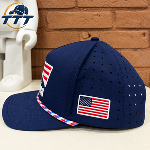 Gorra de Golf Personalizada con Corte Láser al por Mayor, Gorra Snapback Transpirable de 6 Paneles con Logotipo de Parche Tejido, Fabricante de Vietnam, Fábrica de Gorras OEM ODM - Product Image 2