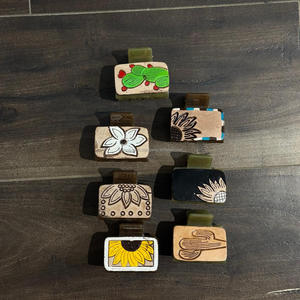 2025 Customize Various Shapes and Sizes of Hair Claw Engraved Leather Hair <b>Clip</b> with Beautiful <b>Flower</b> Design Women Accessories - Product Image 2