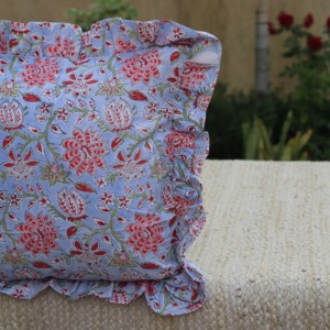 Best Handmade Bohemian Cotton Pillow Covers Luxury <b>Indian</b> Block Print Frill Cushion Cover Floral <b>Throw</b> Raffle Customizable - Product Image 2