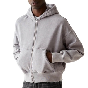 Heavyweight Oversized Boxy Zip up Sudadera con capucha corta con cremallera personalizada Hombres Drop Shoulder Streetwear Sudaderas con capucha y sudaderas para hombres 2026 - Product Image 4