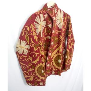 Veste en cotisse 100% coton brodée à la main, unique, pour femme, manches longues, col mandarin, respirante, idéale pour l'automne - Product Image 5