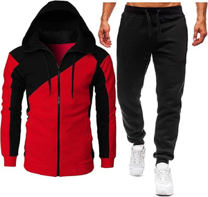 Ensemble de survêtement en molleton de coton pour homme, sweat à capuche et pantalon de jogging, fermeture éclair intégrale, tenue de sport décontractée personnalisée - Product Image 4