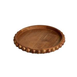 Premium Round Wooden Serving Tray with Handles – Large Acacia Wood Platters for Dinner, Breakfast, Charcuterie Board, and <b>Party</b> - Product Image 5