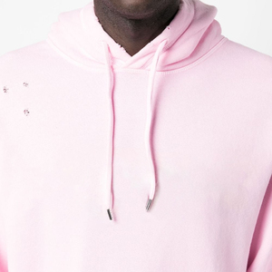 Sudadera con capucha rosa para hombre, estilo vintage, con efecto deslavado y desgastado por el sol, de tejido grueso, para invierno, lisa - Product Image 6