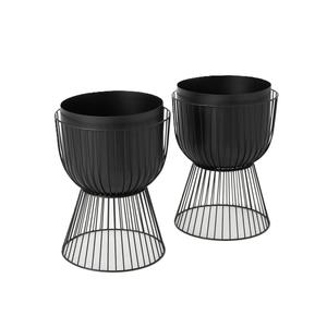 Lot de 2 jardinières métalliques modernes au design actuel, avec support, pour décoration et fournitures florales – Meilleures ventes - Product Image 5