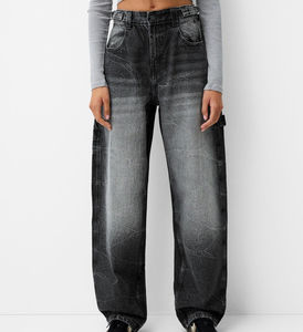 Best Price High Quality Plus Size Women's Vintage Eco-Friendly Breathable Streetwear Midweight Denim <b>Cargo</b> Pants Elastic Waist - Product Image 4