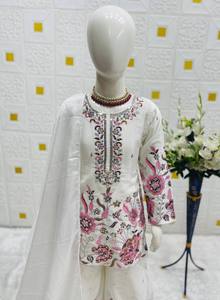 Kids Floral Sharara Suit Set | Girls Ethnic Wear <b>Kurti</b> Palazzo Dupatta | Party Wedding Festive Collection - Product Image 5