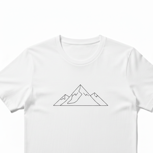 เสื้อยืดแขนสั้นสีขาวสำหรับผู้ชายพิมพ์ลายภูเขาทรงเรขาคณิตทรงปกติคอกลมสไตล์ลำลอง - Product Image 2