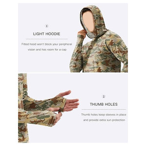 Men's UPF 50+ Sun Protection Hoodie Shirt Long Sleeve Rash Guard <b>SPF</b> Performance Fishing Shirt Lightweight Quick Dry Swim Hiking - Product Image 6