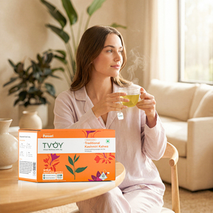 TVOY Premium Kashmiri Kahwa Raw Green <b>Tea</b> 20 Bags 36g Health <b>Tea</b> Wellness Blend for Stress Relief & Detox - Product Image 4