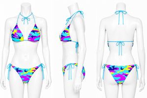 Conjunto de Bikini de Dos Piezas con Cuello Halter para Mujer, Tallas Grandes, Personalizado, con Lazos Laterales, 100% Poliéster Elástico, Marca Privada OEM - Product Image 4