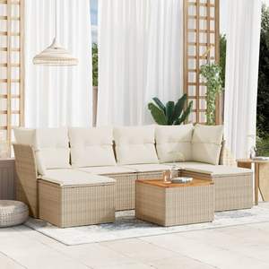 Set Divano da Giardino Beige Crema Bianco - Product Image 1