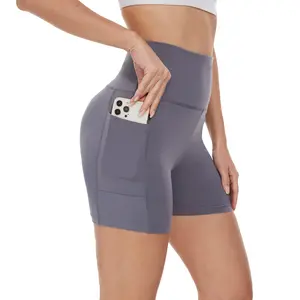 2024 fabrication personnalisée femmes Shorts grande taille entraînement nouveauté pantalon décontracté taille haute doublé Multi couleurs poches Biker Shorts