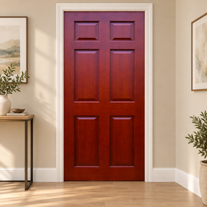 Puerta Interior Tradicional de Madera Sólida con Acabado de Seis Paneles para Oficina en Casa, Apertura Manual - Product Image 5