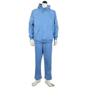 Conjunto de Sudadera con Capucha y Pantalones Largos de Mezclilla Rojos Unisex para Estampado, Ropa Casual de Otoño con Pedrería, Ecológico y de Secado Rápido - Product Image 3