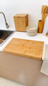 Planche à découper en bambou de haute qualité, planche à découper en bois naturel, écologique, bloc de découpe de cuisine durable, préparation alimentaire - Product Image 6