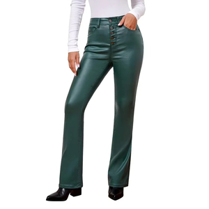2026 Latest Design Leather Made Customized Low Price Women Leather <b>Pant</b> Top Quality Women Leather <b>Pants</b> - Product Image 1