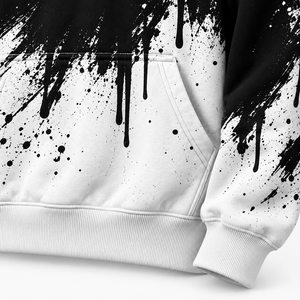 Sweat à capuche RITS pour homme, noir et blanc, imprimé goutte à goutte, streetwear, coton French Terry, avec poches, collection automne 2026 - Product Image 4