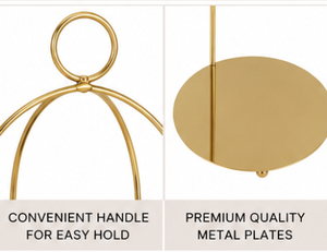 Elegant Gold Oval 3 <b>Tier</b> <b>Cake</b> Stand Dessert Display Stand with Round Glass Plates for Wedding Party Buffet Food Presentation Lux - Product Image 4