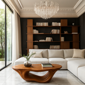 Table basse à café et à thé en bois antique moderne créative artisanale, design solide pour petit appartement, salle à manger, meubles de maison pour salon - Product Image 3