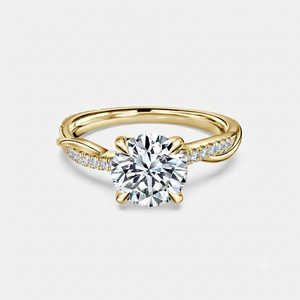 Bague de fiançailles solitaire en or 10K SHRAMAN DIAMOND, personnalisée, avec tige torsadée, pavé de moissanite, unisexe, alliance éternité, anniversaire - Product Image 1