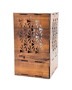 Mandir d'angle mural en bois artisanal avec éclairage LED |   Temple de Puja en Jali découpé au laser, motif feux d'artifice | 43x36x26cm - Product Image 6