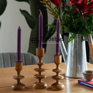 Porte-bougie en bois rustique fait à la main, qualité supérieure, décoration pour une ambiance chaleureuse et confortable à la maison, Tradebyd - Product Image 3