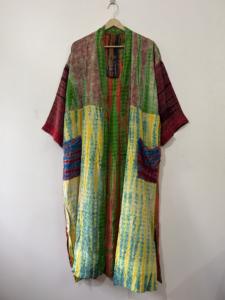 ชุดกิโมโนผ้าไหมส่าหรี ย้อมสีแบบไทได ทำมือ สไตล์วินเทจ โบโฮ สำหรับผู้หญิง - Product Image 3