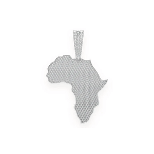 Colgante de mapa de África con incrustaciones de diamantes, disponible en oro de 14k, con diamantes de moissanita, collar llamativo estilo hip hop, joyería de lujo para hombre. - Product Image 1