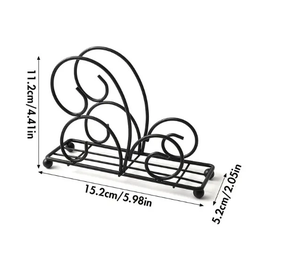 Porte-mouchoirs en métal sur pied, style vintage, 15,2 cm de longueur, organisateur de mouchoirs en métal noir, porte-serviettes en papier - Product Image 1