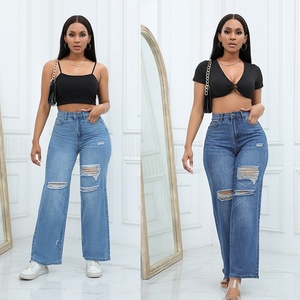 Jeans de Pierna Ancha para Mujer, de Alta Calidad, Rotos, Transpirables, Holgados, Pantalones Vaqueros para Mujer - Product Image 6