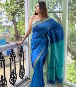 Sari traditionnel pour femmes KV en coton pur et lin, séchage rapide, pour l'automne - Product Image 5