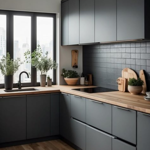 JY Vietnam bisagras de cierre suave RTA encimera de mármol artificial en forma de L gabinetes de cocina personalizados Hardware - Product Image 5