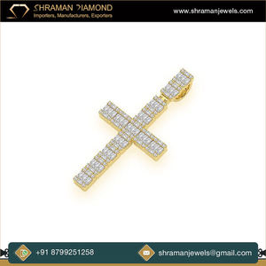 SHRAMAN DIAMOND Customizable 10K <b>Solid</b> <b>Gold</b> Christian Jesus Cross Necklace <b>Pendants</b> Fully Iced Baguette Cut Moissanite Charms - Product Image 5