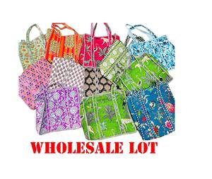 Handmade Indian Block Print Quilted Cotton Bohemian Fashion <b>Tote</b> <b>Bags</b>-Wholesale Lot Kantha <b>Floral</b> Pattern Open Shoulder <b>Bags</b> - Product Image 5