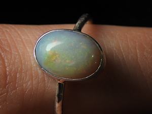 Australian Multi <b>Fire</b> Opal Wedding Ring-Silver-October Birthstone-11x8mm-<b>7</b> US Size-Handmade Classic Prong Setting-Third Party - Product Image 3