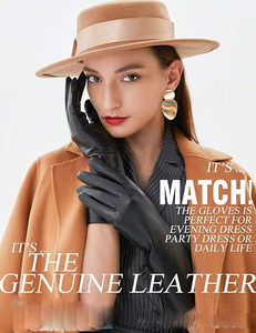 Long Genuine Leather <b>Gloves</b> for Women Full Touchscreen - Product Image 4