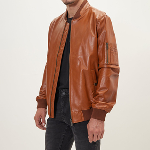 Chaqueta de Cuero Genuino para Hombre de Alta Calidad, Estilo Vintage, Chaqueta de Motero de Piel de Oveja, Abrigo de Invierno Cálido e Informal - Product Image 3