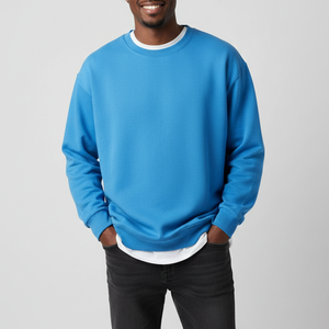 Oferta Especial: Sudaderas de Algodón 100% Suave de 350g, Bordadas y con Serigrafía, Color Azul Cielo, Cuello Redondo, Talla Grande, Personalizadas para Hombre - Product Image 1