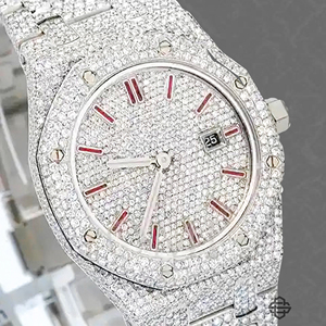 Montre Chronographe Quartz Bicolore de Luxe pour Homme, Diamants Moissanite, Acier Inoxydable, Mouvement ETA, Bracelet 20mm - Product Image 3