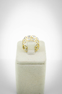 Natural Diamond Polki Double Row Eternity Band in Solid 18K Yellow Gold – Low Profile Organic Slice Diamond <b>Statement</b> <b>Ring</b> - Product Image 5