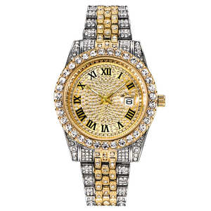 Montre Homme Moissanite Diamant Or Glacé la Plus Vendue, Montre Bling Bling Entièrement en Acier Inoxydable Disponible à la Vente - Product Image 3