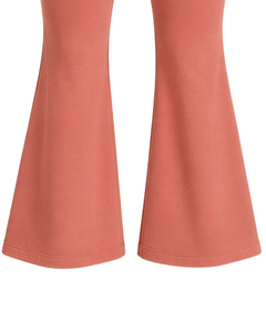 Manufacturer Custom Dusty Coral Women <b>Flared</b> Yoga Set Embroidered Sports Bra And High Waist Bell Bottom <b>Leggings</b> Fitness Wear - Product Image 3